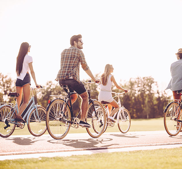 people biking